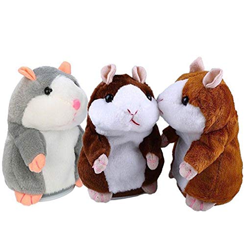 Talking Hamster Plush Toys, Repeat What You Say Funny Hamster Stuffed Toys, Plush Doll Gifts for Kids Babies Early Learning Toy (Grey 1, 6.3Inch)
