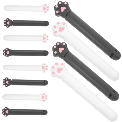 FUNOMOCYA Paw Food Bag Clips 12 Pack Snack Sealing Clamps -Free Plastic for Kitchen Travel Black White