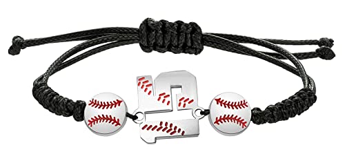 Xoyoyzu Baseball Number Bracelets For Men Athletes Jersey Number Bracelet Handmade Braided Adjustable Bracelets Personalized Baseball Gifts For Men 15 #TOP9