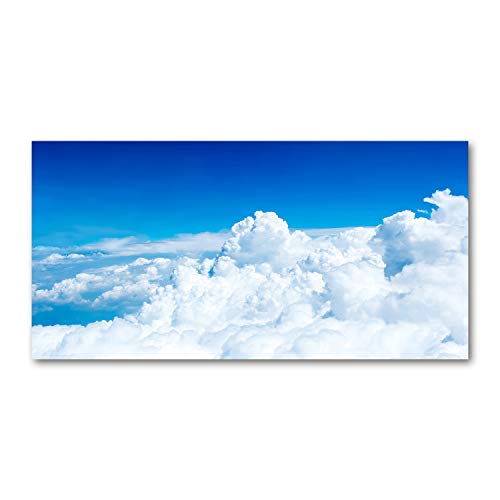 Fond de hotte verre paysage bleu pour évader votre cuisine dans un ciel de nuages