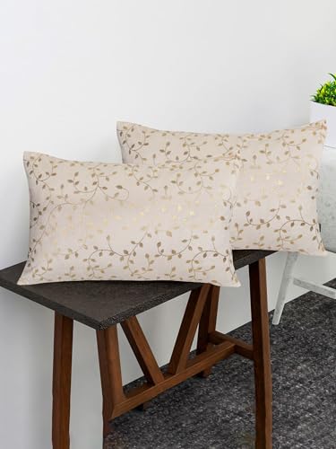 Image of RD TREND Velvet Rectangular 12x18 Inches Cushion Covers Set of 2 | Throw Pillow Covers for Sofa, Bed & Living Room | Perfect for Home Decor Cream Caramel