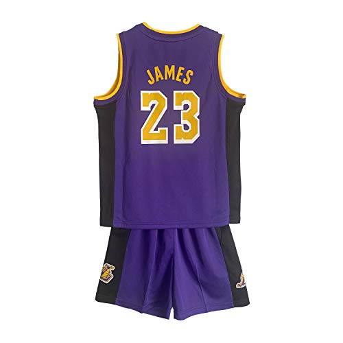 SALLARM James #23 Conjunto de Jersey Lakers Uniforme de Baloncesto Ropa Deportiva para niños(Purple,L)