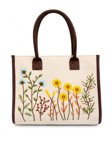 Image of Customized Hand Bag for Woman | Shoulder Bag for Ladies | Embroidered Canvas Personalized Handbag with Custom Name for College Girls for Office, Daily Use, Beach, Shopping