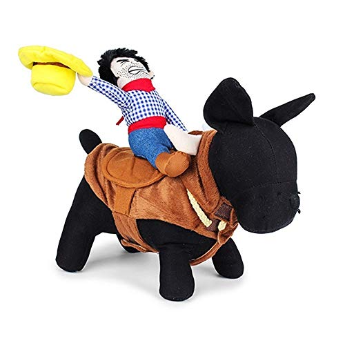 YOUDirect Cowboy Rider Dog Costume, Funny Dog Halloween Costume Knight Style Novelty Cosplay Apparel Clothes for Small Dog Puppy Pet (L)