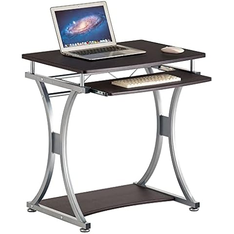 BAKAJI ausziehbarer Tastaturablage Schreibtisch mit Tastaturständer Coputer Holz und Metall Haus Büro Braun Cover