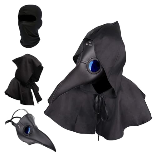 Raxwalker Halloween Plague Doctor Costume Mask Set Steampunk Horror Scary Raven Masks For Adult Cosplay Party Props (3 IN 1 Set)