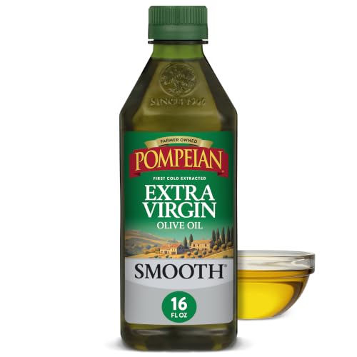 Pompeian Smooth Extra Virgin Olive Oil - 16 Fl Oz - First Cold Pressed Olive Oil for Cooking -...