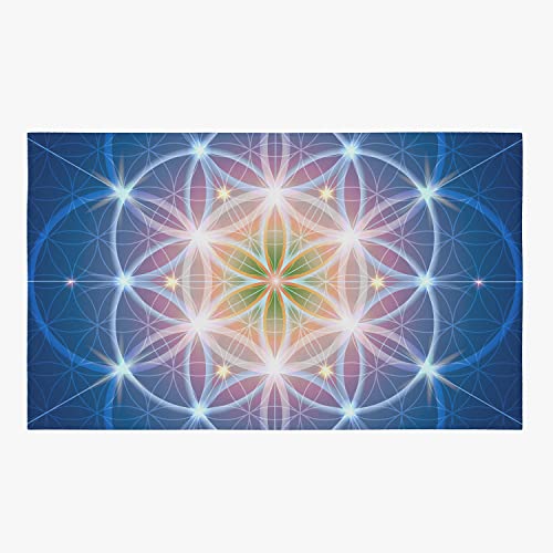 Blue Sacred Geometry Rug Purple Rug Spiritual Rug Flower of Life Floor Rug Mat Yoga Rugs 3x5 4x6 8x10 Large Rugs Yoga (Standard Area Rug, 4