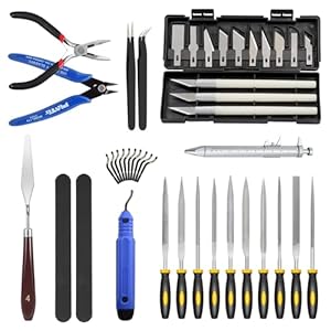 42 Pieces 3D Printer Tools Kit, 3D Printer Accessories Kit, Model Tools Kit Includes Deburring Tool, Hobby Knife Set, Art Knife Set, Removal Tools, Tube Cutter, 3D Print Accessories, 3D Print Tool Kit