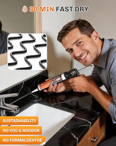 Image of WELLUCK Black Silicone Caulk, 100% Waterproof Silicone Sealant Adhesive Caulking,for RV, Kitchen,Bathroom, Window, Door, Glass, Auto Leak Sealing 10.2FL.OZ /300ML(4 Pack)
