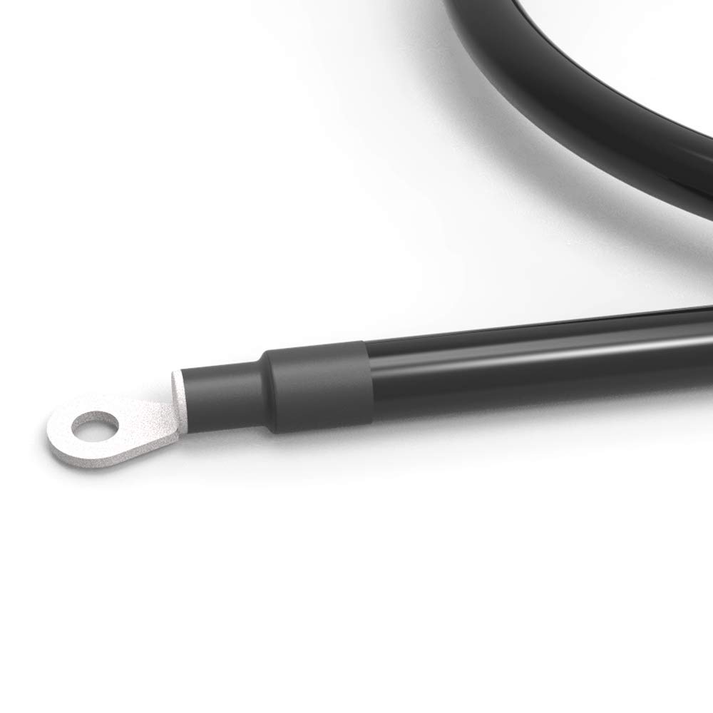 4 AWG Gauge Red + Black Pure Copper Battery Cables Power Inverter Wire Set for Solar, RV, Car, Boat, Automotive, Marine, Motorcycle with 3/8 in Lugs (4 AWG, 1.5 Feet)