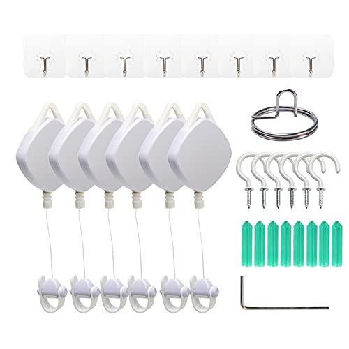 Faderr Gestión de cables VR, sistema retráctil de polea de techo para Oculus Quest/Quest 2/Rift/Rift S/Valvula Índice/H-TC V-ive/V-ive Pro/HP Reverb G2/PSVR Link Cable (Blanco-6Pcs) Cover