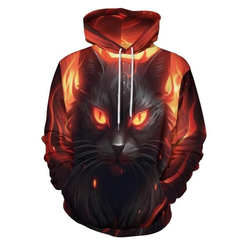 Sweat-shirt a capuche homme chat noir magique idéal pour vos soirées de jeux