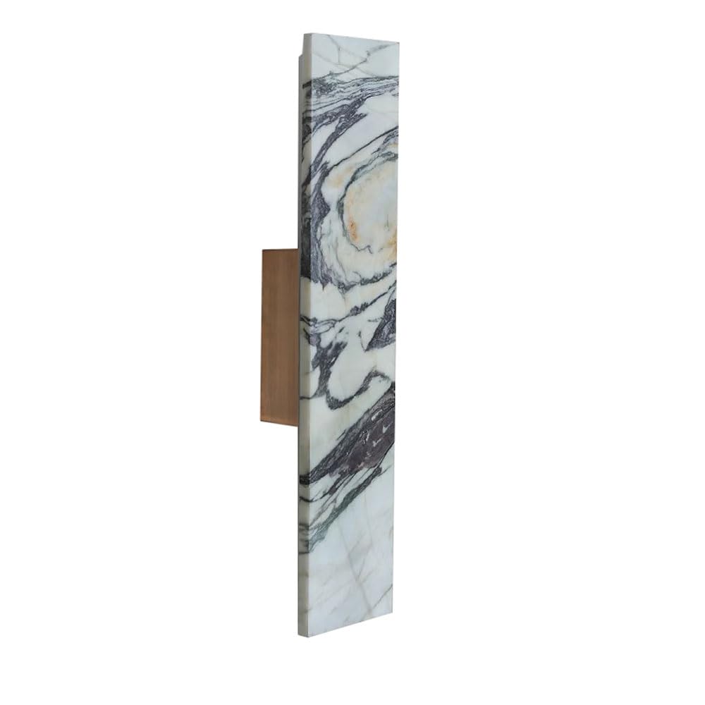 HUAYUSEDF / Rectangular Wall Lamp Shade, Medieval Style Marble Sconce, 15.7in Natural Stone Light, Living Room Entrance Bedside Decorative Lighting Fixtures