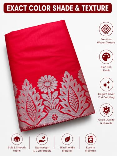 Image of Women's Glory Womens Satin Saree with Silver Woven Border | Elegant Plain Glossy Silk Saree for Party, Wedding, Reception & Festive Style with Unstitched Blouse Piece