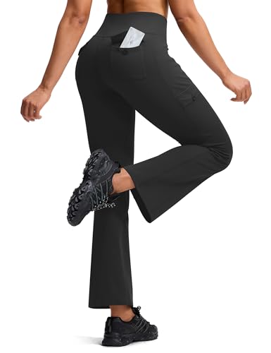 ISEEGZ Women's Hiking Pants Fleece Lined High Waisted Thermal Flare Leggings for Women 6 Pockets...