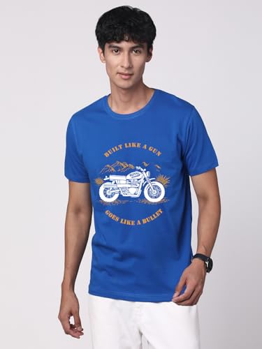 Image of ADRO Men's Royal Bike Design Printed 100% Cotton T-Shirt - Regular Fit, Printed T-Shirts for Men