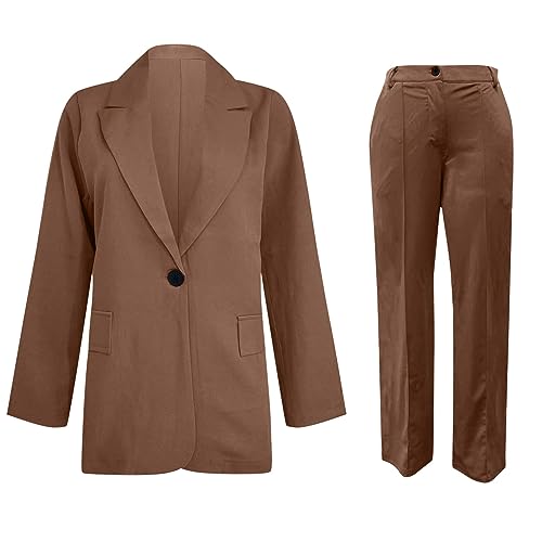 Pant Suits for Women 2 Piece Blazer Sets Business Casual Outfits Long Sleeve Open Front Jacket Loose Straight Leg Pant3
