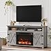 Furmax Farmhouse Fireplace TV Stand for TVs Up to 65 Inch Highboy Entertainment Center with Open Storage and Side Cabinets Rustic Media Console Table with Barn Doors for Living Room (Grey Wash)