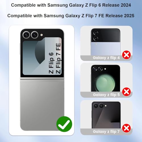Image of Midkart Thin Cover Compatible with Samsung Galaxy Z Flip 6 / Z Flip 7 FE Hard PC Slim Case with Tempered Glass, Mint Green