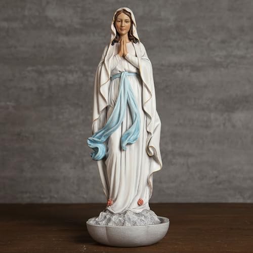 Estatua Católica Virgen de Lourdes 10.2 pulgadas multicolor miniatura 2