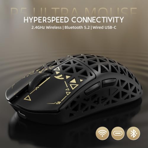 Image of ATTACK SHARK R5Ultra 8K Carbon Fiber Wireless Gaming Mouse with 42,000 DPI -PAW3950 MAX Sensor -39g Ultra-Lightweight -Nordic52840 -Wired /BT /2.4GHz Wirelss Programmable Mouse for PC /Mac (Black)