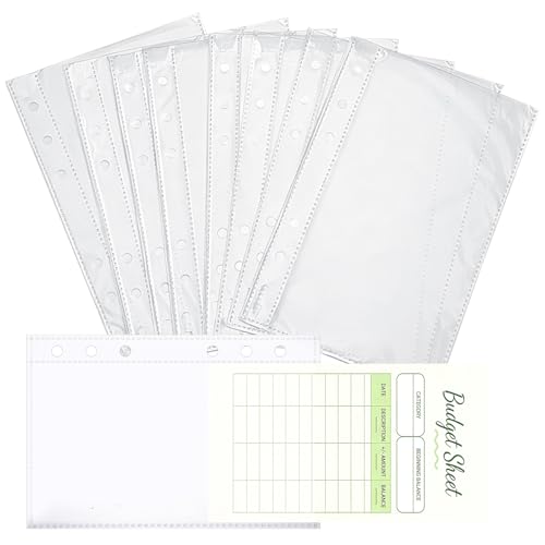 20 Stück A6 Binder Pockets Klarsichthüllen PVC 6-Loch Ordnerhüllen, Wasserdicht A6 Ohne Zipper Ordner Prospekthüllen Bindertaschen für Ringordner Büro & Zuhause