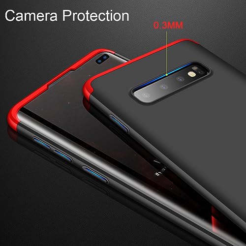 Image of Case for Galaxy S10 Plus, 3-in-1 Ultra-Thin Slim Hard PC Case Cover Anti-Scratches 360 Degree Full Body Protective Cover Compatible with Samsung Galaxy S10+ Plus (Red+Black+Red)