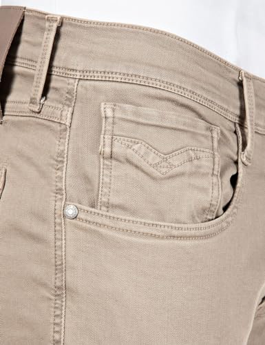 Replay Herren Jeans Anbass Hyperflex Stretch, Braun (Sand 020-1), 33W/30L – Ansicht 5