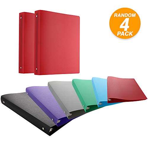 Emraw 1 Inch Matte Color Poly 3-Ring Binder with Pocket Storage Hanging File Folders Presentation View Durable Binders for School, Home or Office Clear Folders with Pockets (Pack of 4)