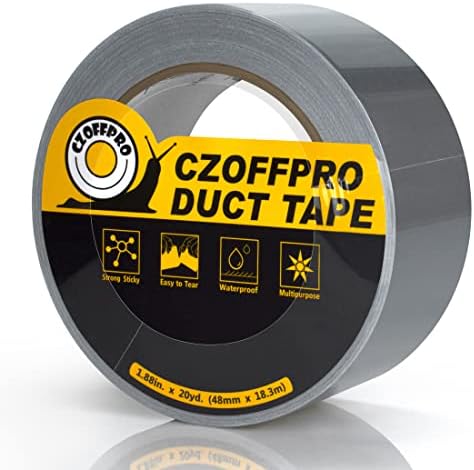 CZoffpro Duct Tape Heavy Duty - Ultra Strong Duct Tape Grey with Waterproof Backing, Easy to Tear by Hand, 1.88 in x 20 Yard, Silver
