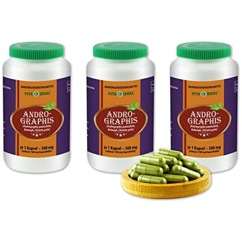 VITAIDEAL ® Andrographis (Kalmegh, Chiretta) 3x360 Kapseln je 500mg, aus rein natürlichen Kräutern, ohne Zusatzstoffe von NEZ-Diskounter Cover