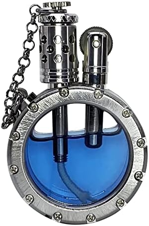 Vintage Antique Lighter with Creative Transparent Bottle Design, Cool Steampunk Kerosene Lighter, Grinding Wheel Ignition Lighter Unique Birthday Gifts for Men Dad Husband (Silver)