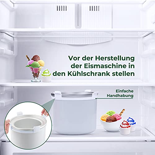 FOOING Eismaschine Speiseeisbereiter 1,5L mit Drehknopf (5 bis 30 Minuten), Edelstahl-Heim-Speiseeismaschine, Geeignet… – Bild 7
