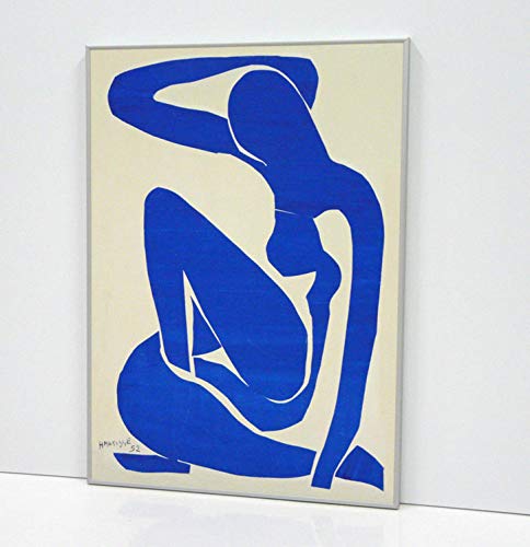 BaikalGallery H. Matisse Blue Nude I 1952 Cuadro Enmarcado (P2296)-Moldura de Aluminio Mate Color Plata de 1,5cm - Montaje en Panel Adhesivo (Foam)- Laminado en Mate (Sin Cristal) (60x80cm)
