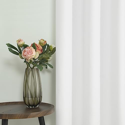 Image of YoungsTex White Linen Blackout Curtains 45 Inch Length, Full Room Darkening Short Window Drapes with Grommet Thermal Insulated for Living Room Bedroom, 2 Panels, 52 X 45 Inch