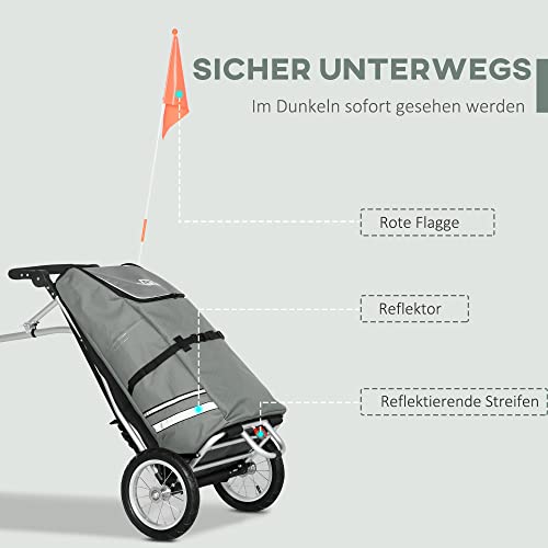 HOMCOM 2 in 1 Lastenanhänger Einkaufstrolley für Einkaufswagen Fahrradanhänger Transportanhänger mit Verbindungsschellen… – Bild 8
