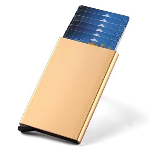 [EKLMCFS] �A�V�����e�B�W�� ID Credit Bank Card Holder Wallet Luxury Brand Anti Rfid Blocking Protected Slim Small Money Wallets Case(Gol