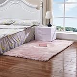 Mifeiwukawa Alfombra rectangular de felpa suave para sala de estar, dormitorio, pasillo, habitación de los niños, decoración del hogar y cocina (rosa, 50 x 50 cm)