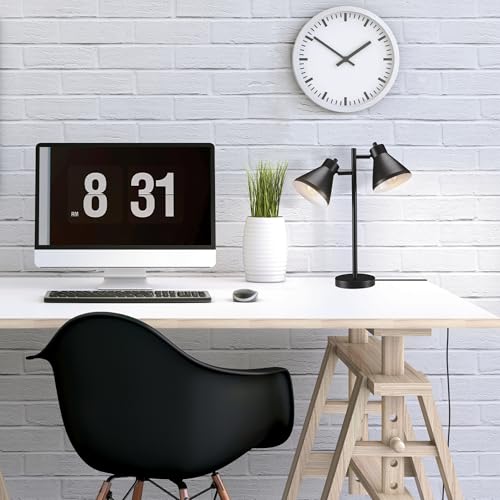 Globe Electric 52999 18 Inch 2-Light Desk Lamp, Matte Black thumb #5