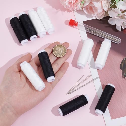Hilo de coser negro y blanco, 10 rollos, 1100 yardas total miniatura 3