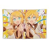 壁タペストリー 可愛いアニメ柄 鏡音リン 鏡音レン VTuber 布ポスター 壁掛け タペストリー 大判 【雰囲気転換 背景 多機能】 室内装飾 ファブリック装飾 模様替え モダン 装飾用品 寝室 リビングルーム アパートの飾り小物 窓カーテン 簡単にかける 60"x90"