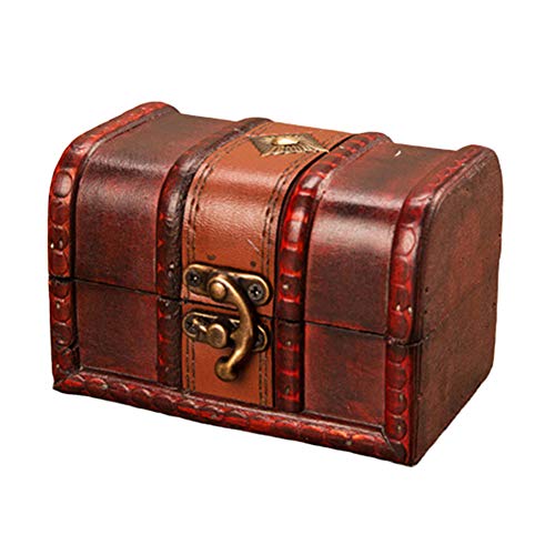 GREENLANS Vintage Jewelry Box, Wood Jewelry Storage Box Treasure Chest Makeup Organizer Case with Lock S Storage Box**