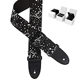 WINGOFFLY Guitar Strap Leather Ends Length Adjustable for Electric Guitar Acoustic Guitar Ukulele and Bass Top Grade(Star River)
