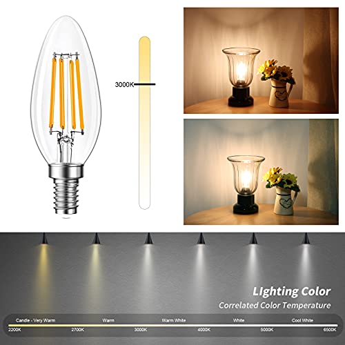 Qingmiao B11 E12 LED Candelabra Bulbs Dimmable 4W(40 Watt Equivalent), Chandelier Light Bulbs 400lm, 3000K Soft White, Ceiling Fan Bulbs for Candle Light, Home Decor, Wall Lamps, Table Lamps, 12 Pack by Qingmiao - Image 5