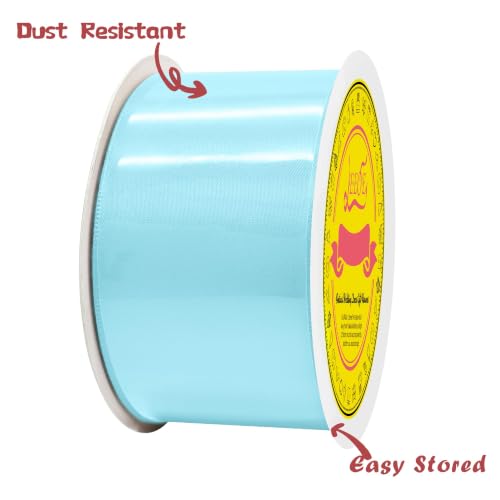 Image of Double Face Blue Topaz Satin Ribbon 2 Inch x 25 Yards Polyester Ribbon for Gift Wrapping Easter Weddings Party Decorations Hair Bows Invitations