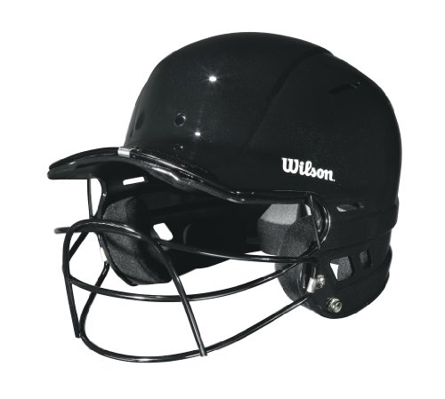 Wilson's The One Adult Batting Helmet With Baseball Facemask (Black, One Size For All 6 (3/4 - 7 3/4)) #TOP20