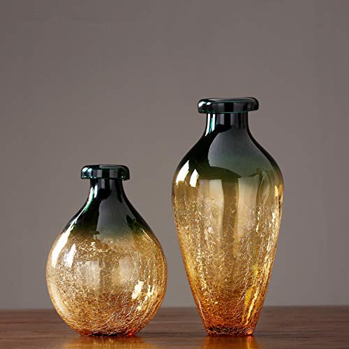 Kleurrijke Gebarsten Glazen Vaas Thuis Woonkamer Eetkamer Tv Kast Veranda Aanrecht Vaas Gedroogde Bloem Simulatie Bloem Decoratie Vaas 40.5x19.5x10 Cm, 29.5x21x8 Cm, 2 Stks - Afbeelding 3