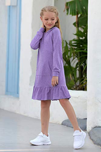 GORLYA Girls Raglan Long Sleeve Ruffle Hem Casual Sweatshirt Hooded Shift Dress for 4-14T Kids3