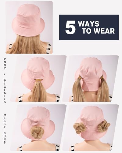 Image of TOP-EX Ponytail S M L XL UPF50+ Sun UV Protection Packable Bucket Hats for Women Hiking Fishing
